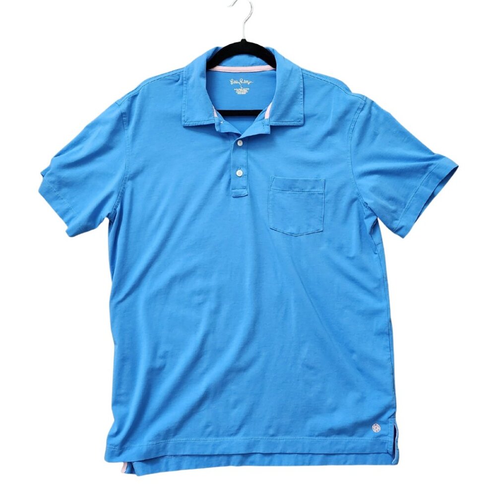 Lilly Pulitzer Women’s Pima Cotton Polo Shirt, Blue Size Large
